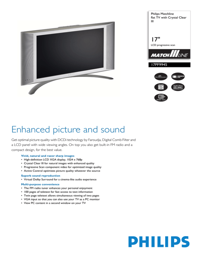Philips 17PF9945 Flat Panel Television User Manual Philips 17PF9945 Flat Panel Television User Manual