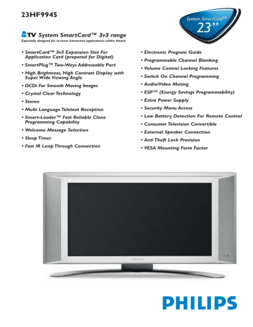 Philips 23HF9945 Flat Panel Television User Manual Philips 23HF9945 Flat Panel Television User Manual