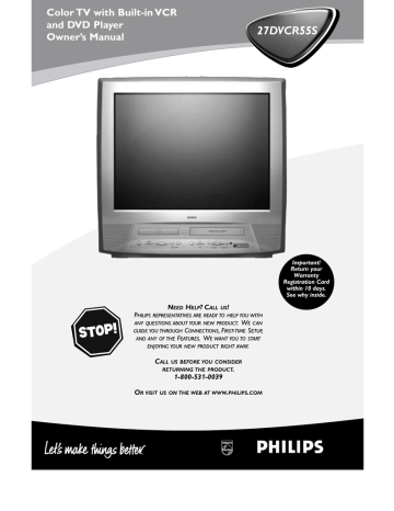 Philips 27DVCR55S TV DVD Combo Owner`s manual | Manualzz Philips 27DVCR55S TV DVD Combo Owner`s manual | Manualzz