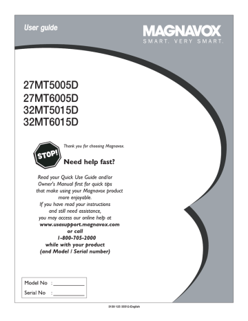 Philips 27MT5005D, 27MT6005D, 32MT5015D, 32MT6015D CRT Television User Manual | Manualzz