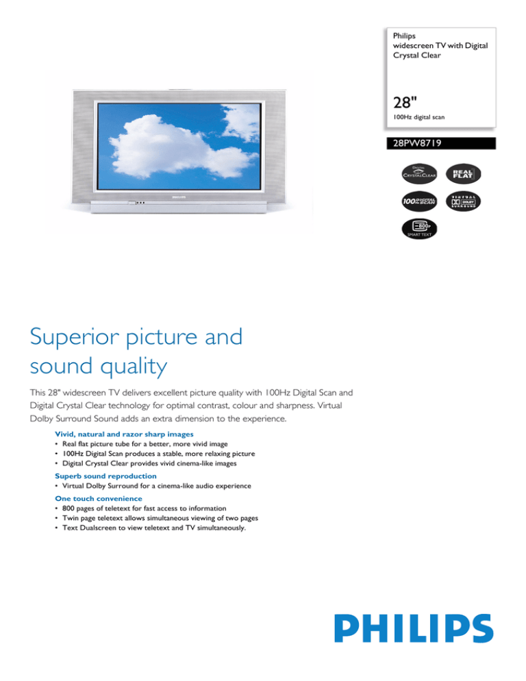 Philips 28PW8719 Flat Panel Television User Manual Philips 28PW8719 Flat Panel Television User Manual