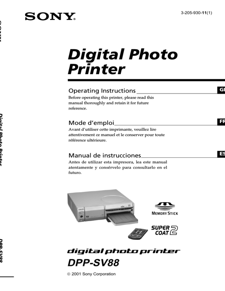 Sony DPPSV88 User manual Sony DPPSV88 User manual