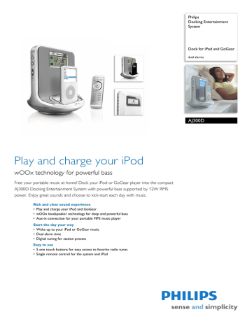 Philips AJ300D/05 MP3 Docking Station User Manual Philips AJ300D/05 MP3 Docking Station User Manual