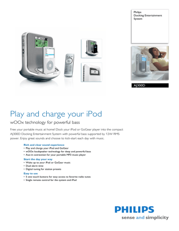 Philips AJ300D/79 MP3 Docking Station User Manual Philips AJ300D/79 MP3 Docking Station User Manual
