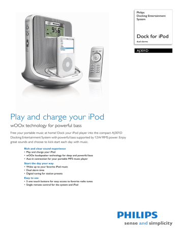 Philips AJ301D/12 MP3 Docking Station User Manual Philips AJ301D/12 MP3 Docking Station User Manual