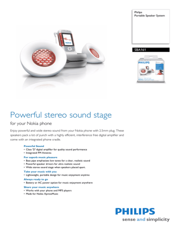Philips SBA161 Portable Speaker User Manual Philips SBA161 Portable Speaker User Manual