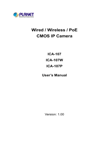 Planet Technology ICA-107P Digital Camera User's Manual | Manualzz