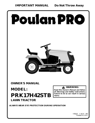Poulan 178227 Lawn Mower User Manual Poulan 178227 Lawn Mower User Manual