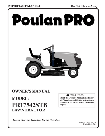 Poulan 183044 Lawn Mower User Manual Poulan 183044 Lawn Mower User Manual