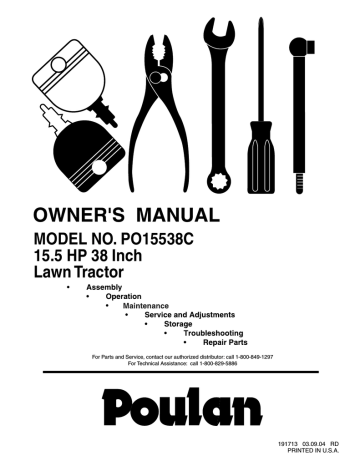 Poulan 187570 Lawn Mower User Manual Poulan 187570 Lawn Mower User Manual