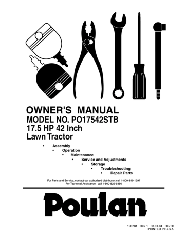 Poulan 190781 Lawn Mower User Manual Poulan 190781 Lawn Mower User Manual