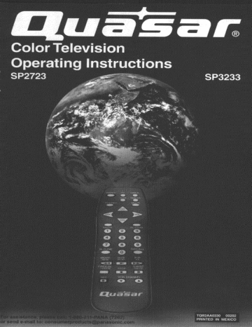 Quasar SP2723 CRT Television User Manual Quasar SP2723 CRT Television User Manual