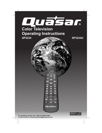 Quasar SP3234, SP3234U CRT Television User Manual Quasar SP3234, SP3234U CRT Television User Manual