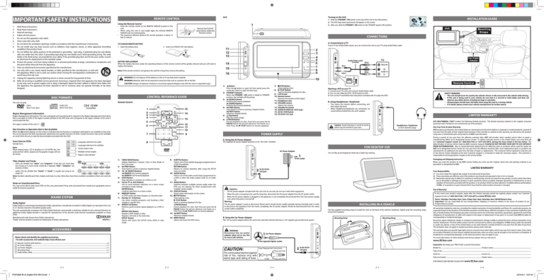 RCA DRC97383 Portable DVD Player User Manual RCA DRC97383 Portable DVD Player User Manual