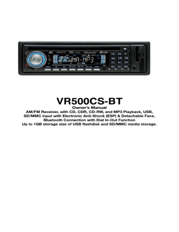 Roadmaster VR500CS-BT Car Stereo System User Manual | Manualzz