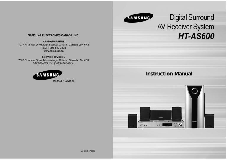 Samsung HT-AS600 User manual Samsung HT-AS600 User manual