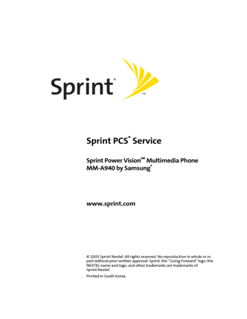 Samsung SPH-A940 Sprint User manual Samsung SPH-A940 Sprint User manual
