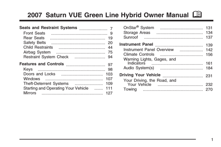 Saturn 2007, 2007 Vue User manual Saturn 2007, 2007 Vue User manual