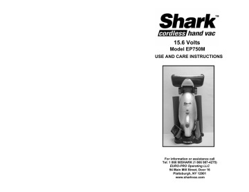 Shark EP750M Vacuum Cleaner User Manual | Manualzz