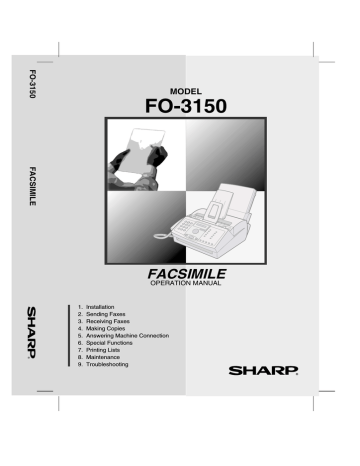 Sharp FO-3150 Fax Machine Operation Manual | Manualzz