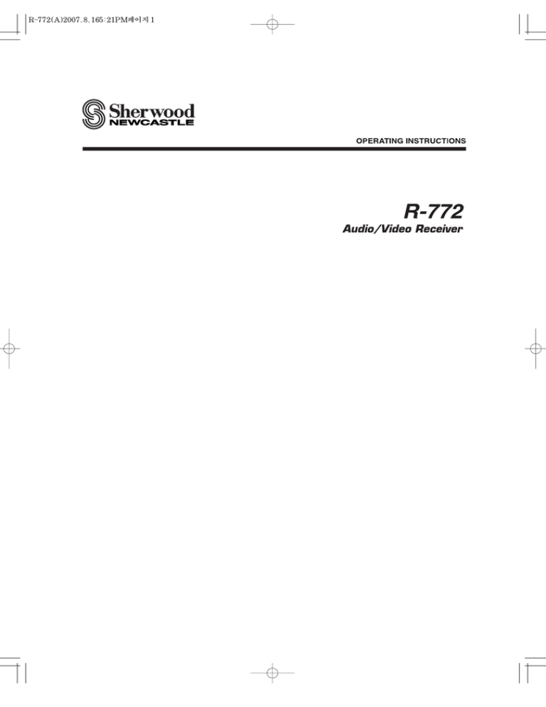 Sherwood R-772 Stereo Receiver User Manual Sherwood R-772 Stereo Receiver User Manual