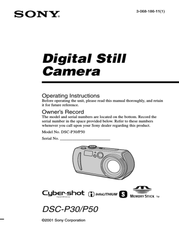 Sony Cyber Shot DSC-P50, DSC-P30, DSCP50, Cyber Shot DSC-P30 User manual Sony Cyber Shot DSC-P50, DSC-P30, DSCP50, Cyber Shot DSC-P30 User manual