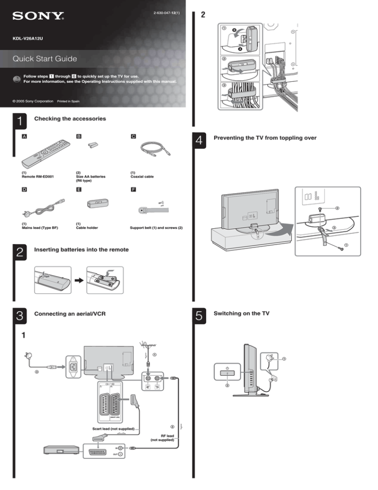 Sony KDL-V26A12U User manual Sony KDL-V26A12U User manual