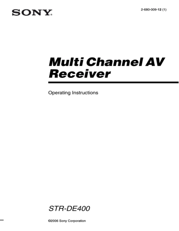 Sony STR-DE400 Operating instructions | Manualzz Sony STR-DE400 Operating instructions | Manualzz