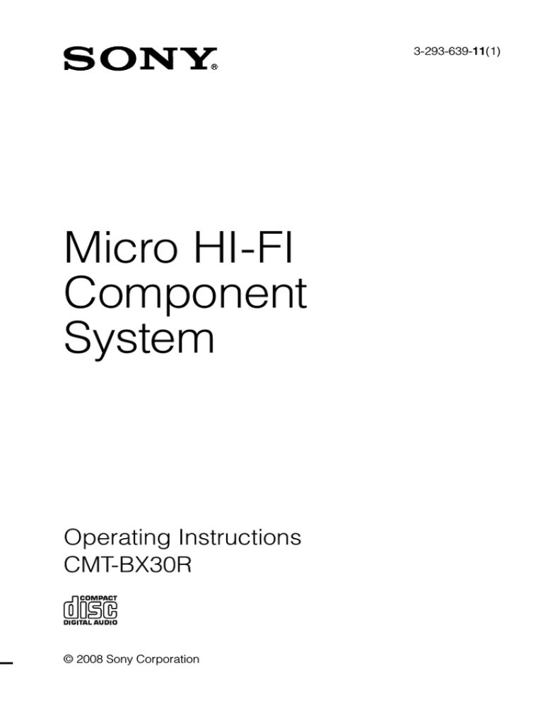 Sony CMT-BX30R User manual Sony CMT-BX30R User manual