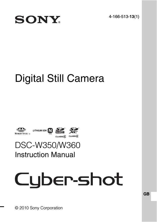 Sony DSC-W350, DSC-W360 User manual Sony DSC-W350, DSC-W360 User manual