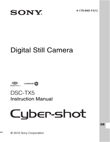 Sony 4-170-840-11(1) Digital Camera User Manual Sony 4-170-840-11(1) Digital Camera User Manual