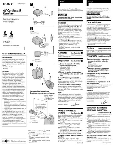 Sony ACC-DHL2 Stereo Receiver User Manual Sony ACC-DHL2 Stereo Receiver User Manual