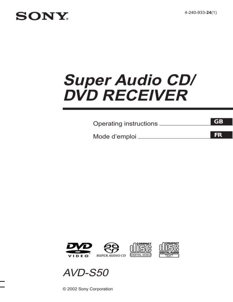 Sony AVD-S50 User manual Sony AVD-S50 User manual
