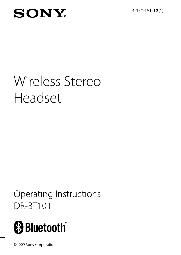Sony DR-BT101 User manual Sony DR-BT101 User manual