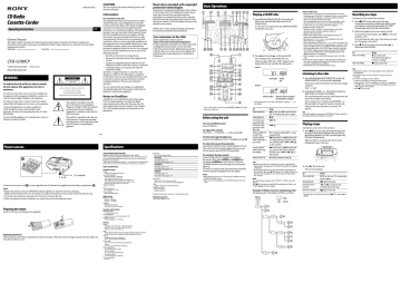 Sony CFD-G700CP Clock Radio User Manual Sony CFD-G700CP Clock Radio User Manual