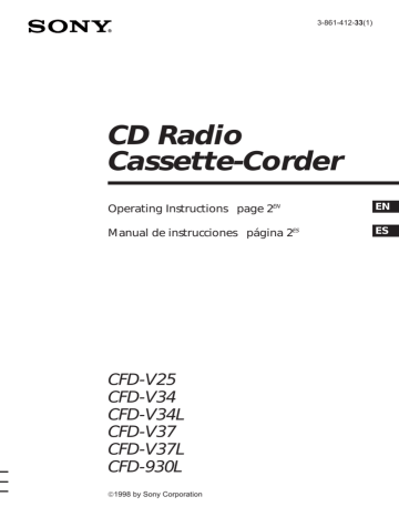 Sony CFD-V37L Cassette Player User Manual Sony CFD-V37L Cassette Player User Manual