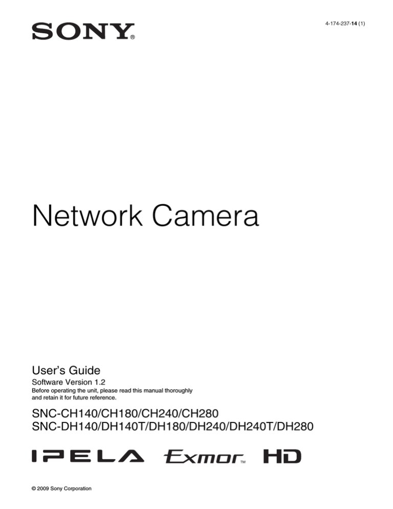 Sony CH180 Security Camera User Manual Sony CH180 Security Camera User Manual