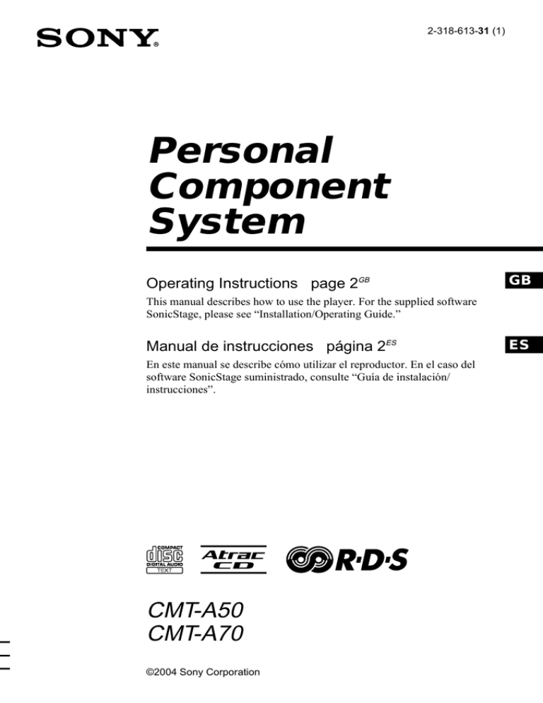 Sony CMT-A50, CMT-A70 User manual Sony CMT-A50, CMT-A70 User manual