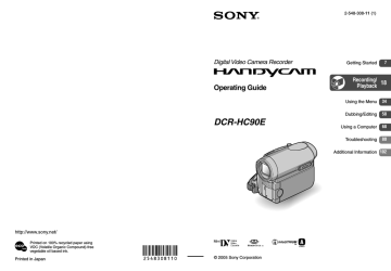 Sony DCR-HC90E Operating instructions Sony DCR-HC90E Operating instructions