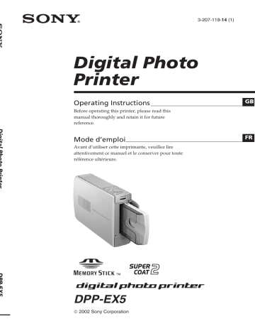 Sony DPP-EX5 Photo Printer User Manual Sony DPP-EX5 Photo Printer User Manual