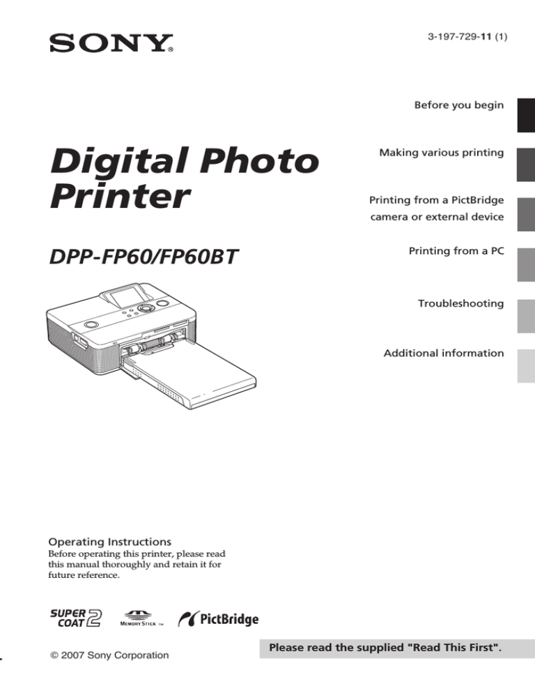 Sony DPP-FP60, DPP-FP60BT User manual Sony DPP-FP60, DPP-FP60BT User manual