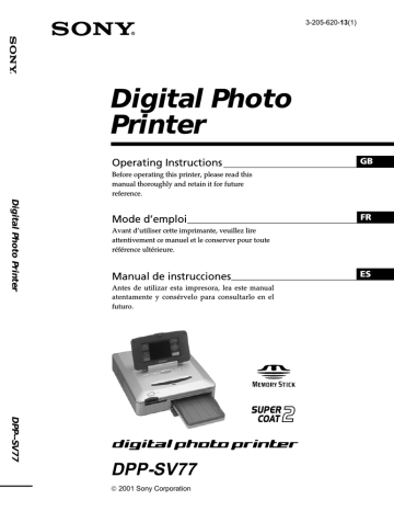 Sony DPP-SV77 User manual Sony DPP-SV77 User manual