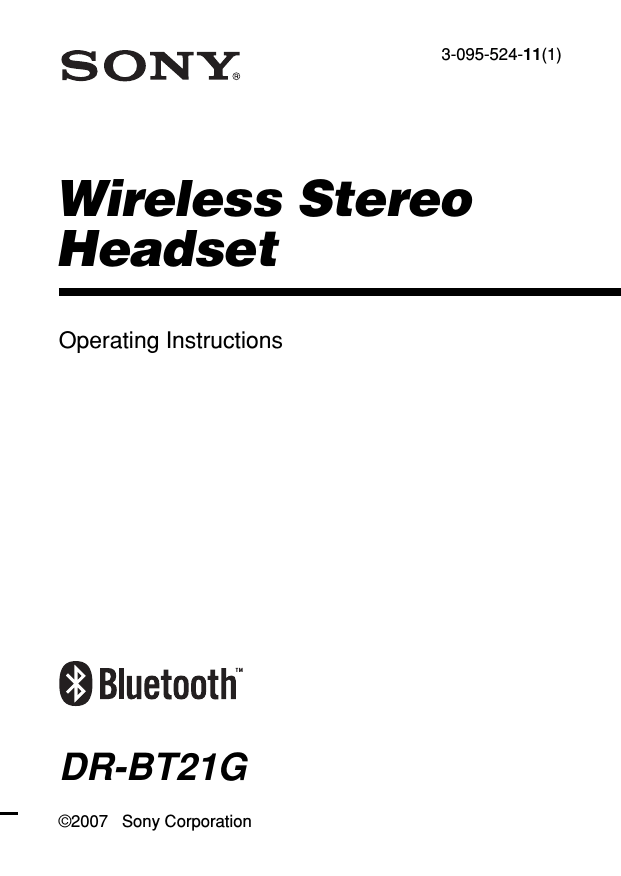 Sony DR-BT21G User manual Sony DR-BT21G User manual