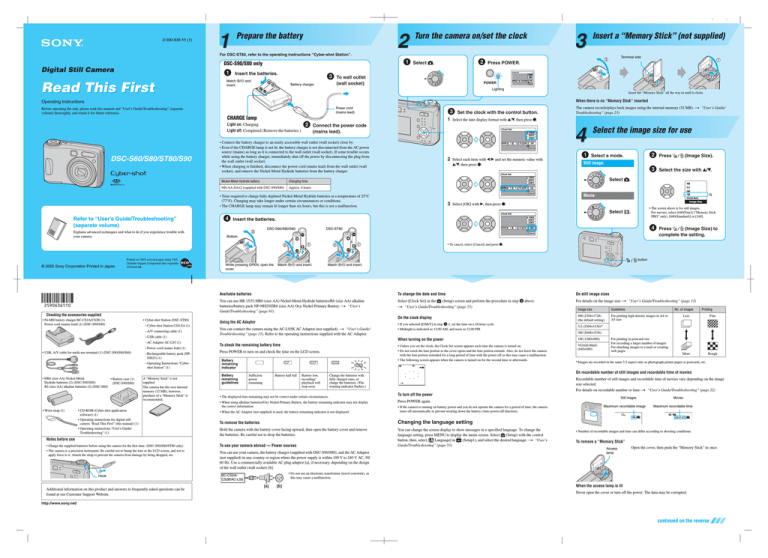 Sony DSC-S60 Operating instructions Sony DSC-S60 Operating instructions
