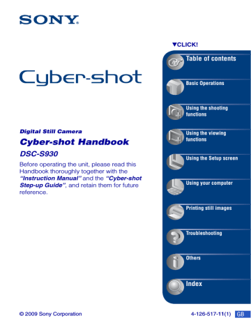 Sony DSC-S930 Instruction manual | Manualzz Sony DSC-S930 Instruction manual | Manualzz