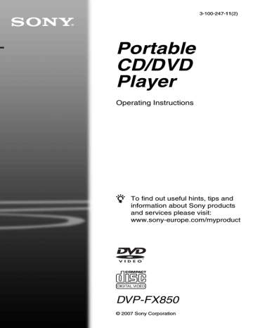 Sony DVP-FX850 Operating instructions | Manualzz Sony DVP-FX850 Operating instructions | Manualzz