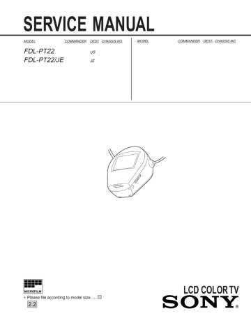 Sony FDL-PT22/JE Flat Panel Television User Manual Sony FDL-PT22/JE Flat Panel Television User Manual