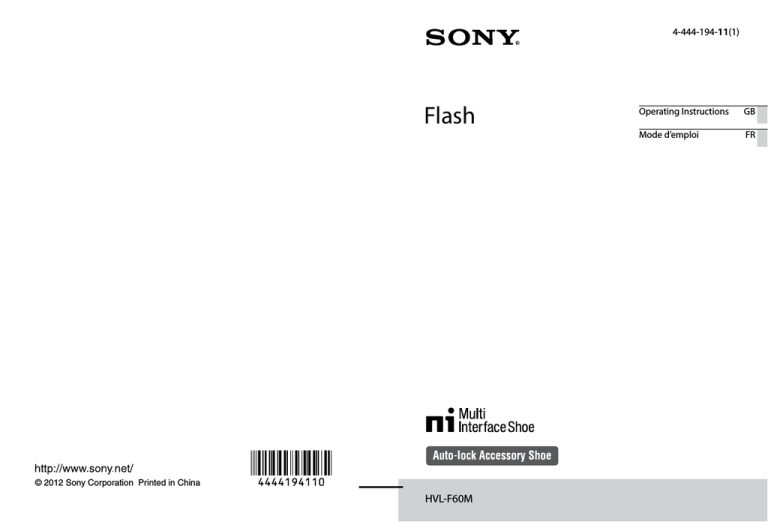 Sony HVLF60M, HVL-F60M User manual Sony HVLF60M, HVL-F60M User manual