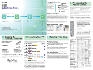 Sony KDE-37XS955 Universal Remote User Manual Sony KDE-37XS955 Universal Remote User Manual