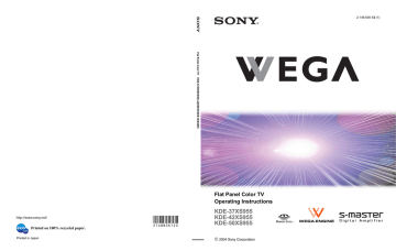 Sony KDE-50XS955, KDE-37XS955, KDE-42XS955 Flat Panel Television User Manual Sony KDE-50XS955, KDE-37XS955, KDE-42XS955 Flat Panel Television User Manual